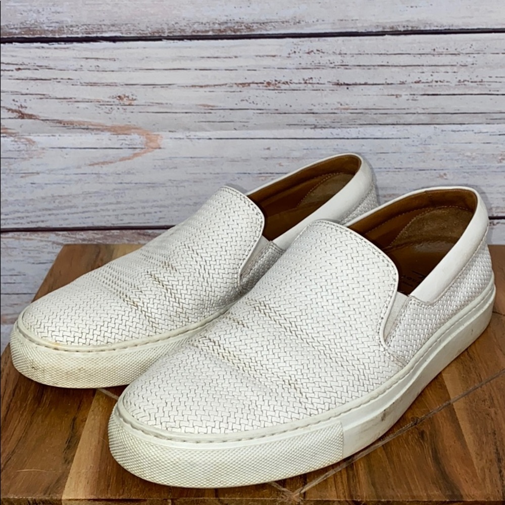 Aquatalia Leather Slip On Sneakers White Size 9.5